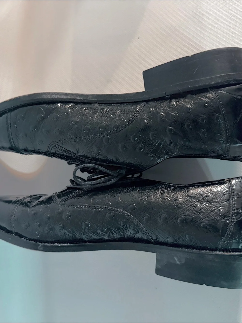 Stacy Adams Dark-Oiled Ostrich-Alligator Lace-Up Oxfords      size 9.5 medium